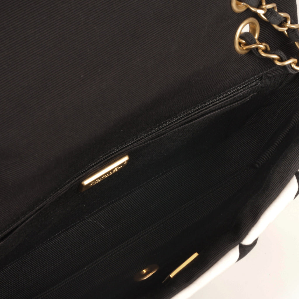 Chanel Metiers D'art Fall 2021 Flap - Black / White Fabric | Gold Hardware