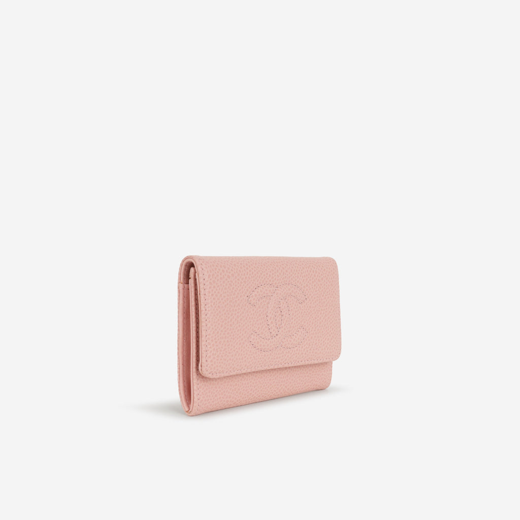 Chanel Vintage Timeless CC Key Holder - Pink Caviar | Champagne Gold Hardware