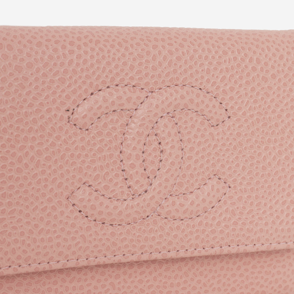 Chanel Vintage Timeless CC Key Holder - Pink Caviar | Champagne Gold Hardware
