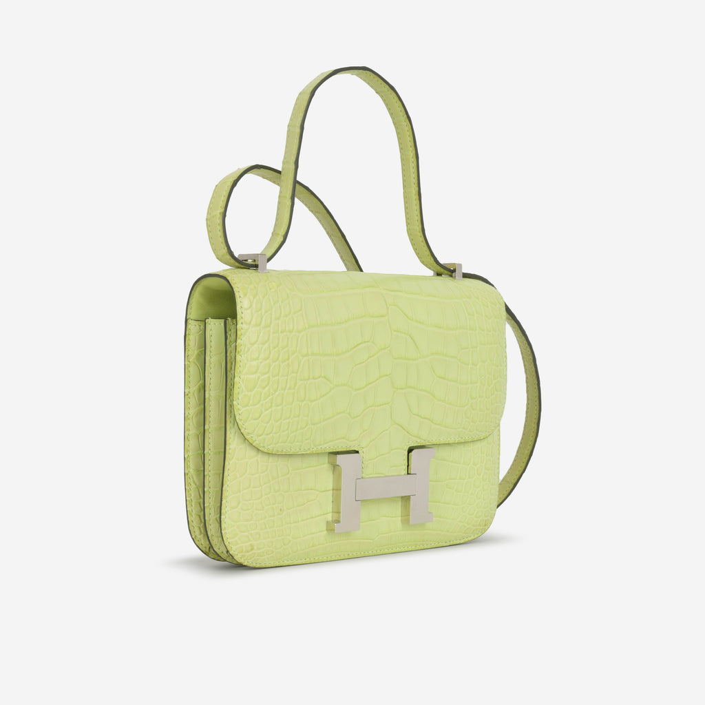 Hermès Constance 18 - Jaune Bourgeon Matte Alligator Mississippisis | Palladium Hardware