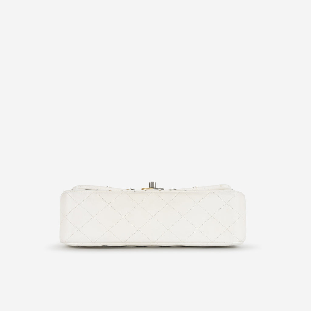 Chanel Small Matelasse Classic Flap - White Lambskin | Bi-colour Hardware