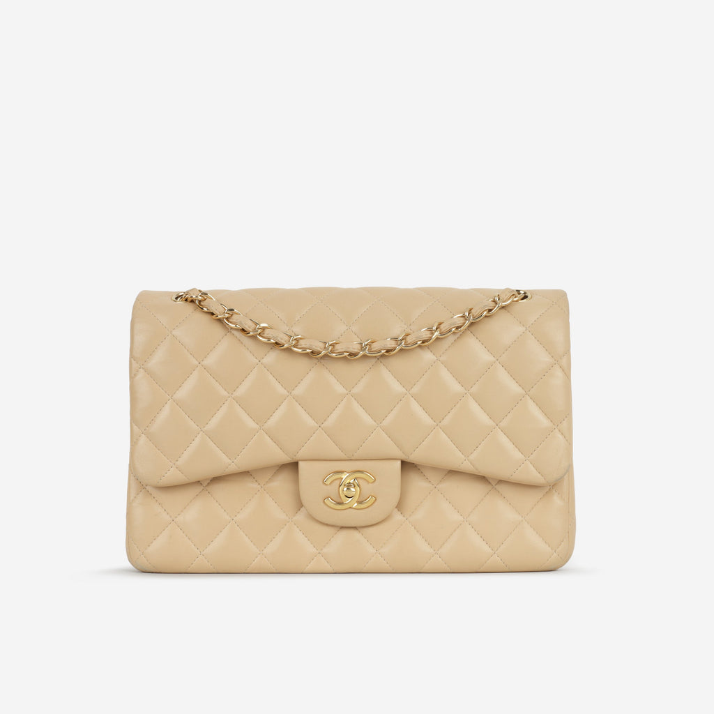Chanel Classic Jumbo Double Flap - Beige Lambskin | Gold Hardware