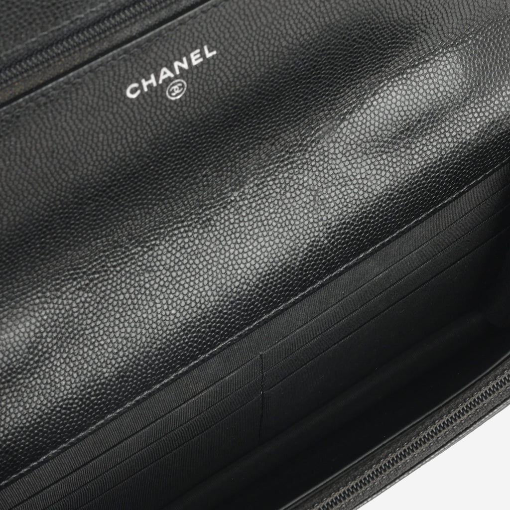 Chanel Seasonal Wallet On Chain - So Black Caviar