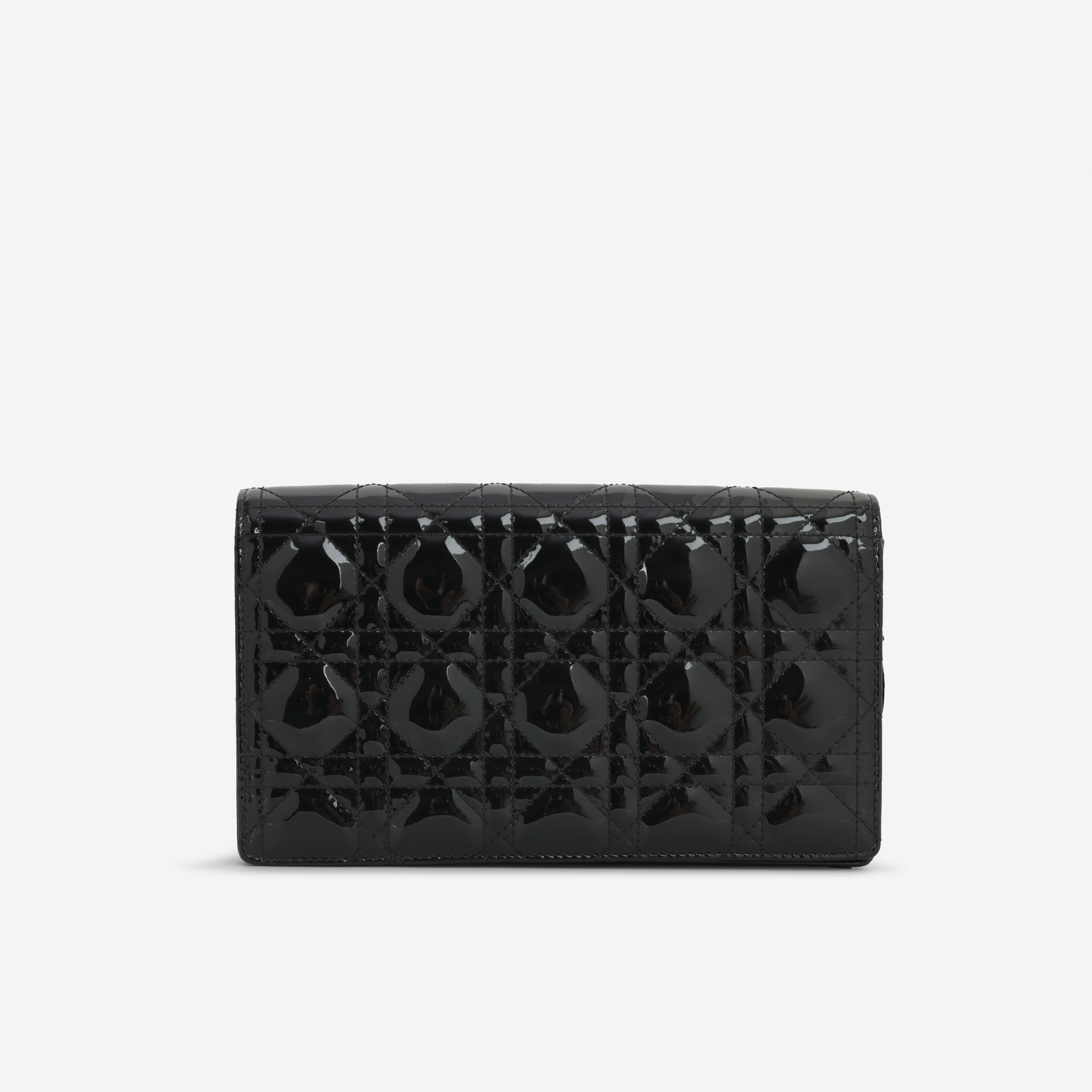 Lady Dior Pouch - Black Patent Cannage | Champagne Gold Hardware