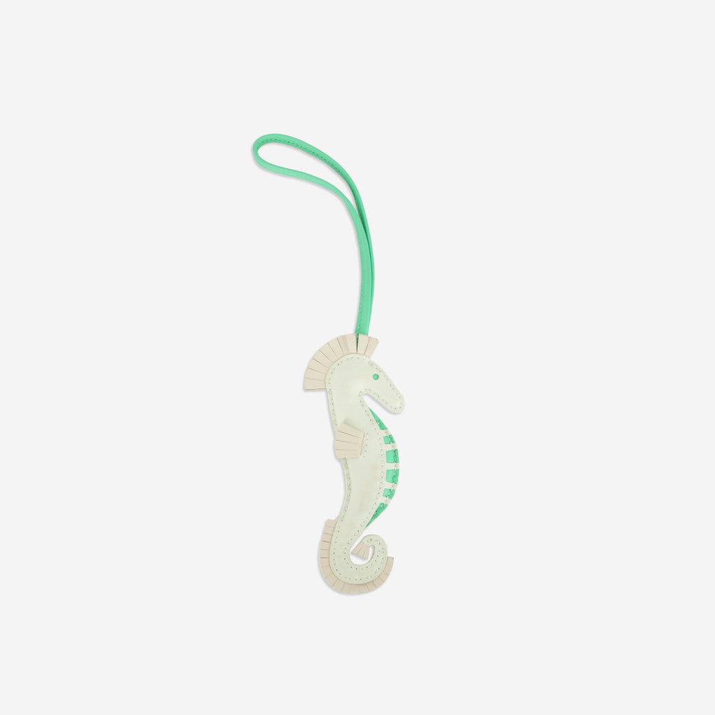Hermès Hippo Seahorse Charm - Vert Fizz/Craie/Vert Comics Agneau