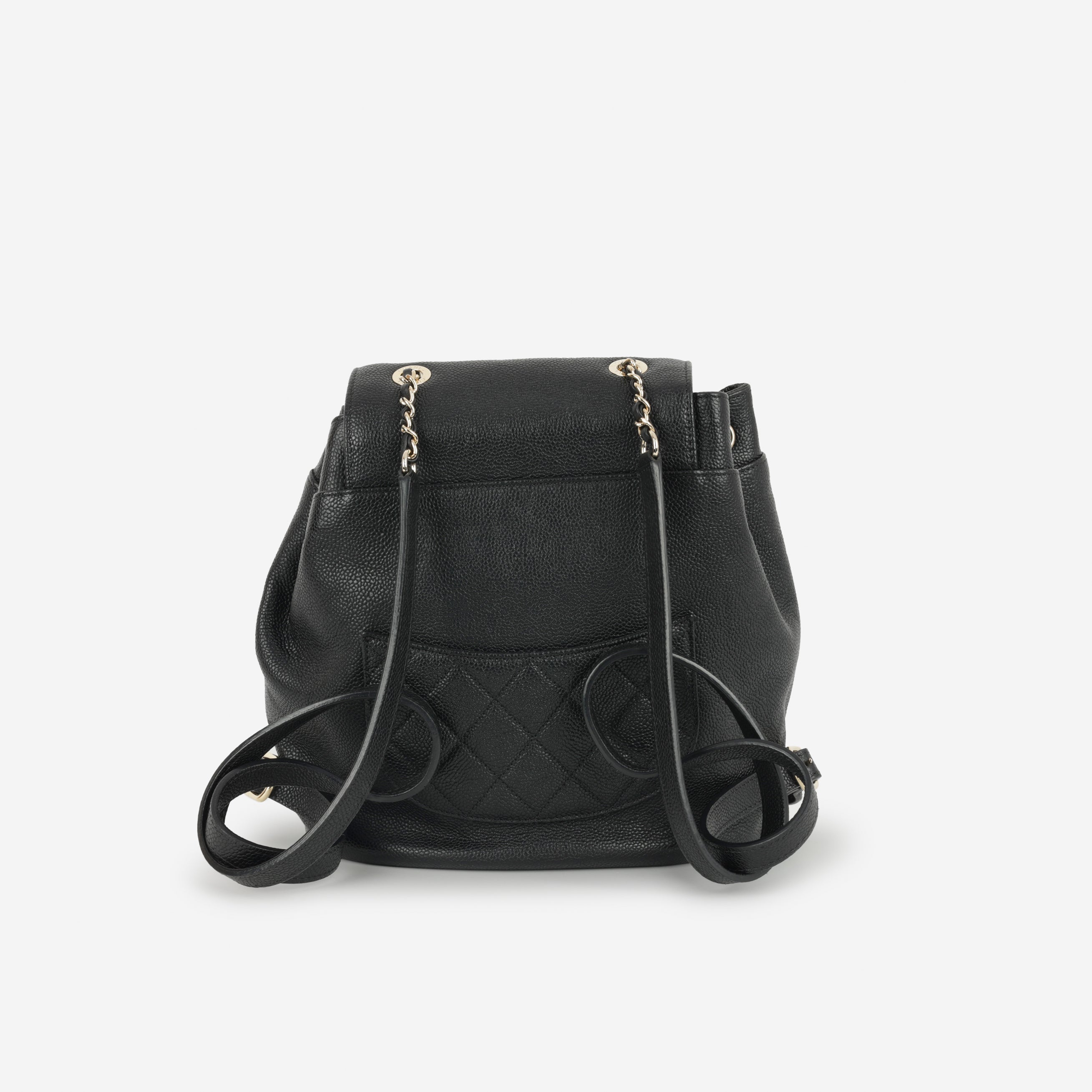 Chanel Matelasse Chain Backpack - Black Caviar | Champagne Gold Hardware