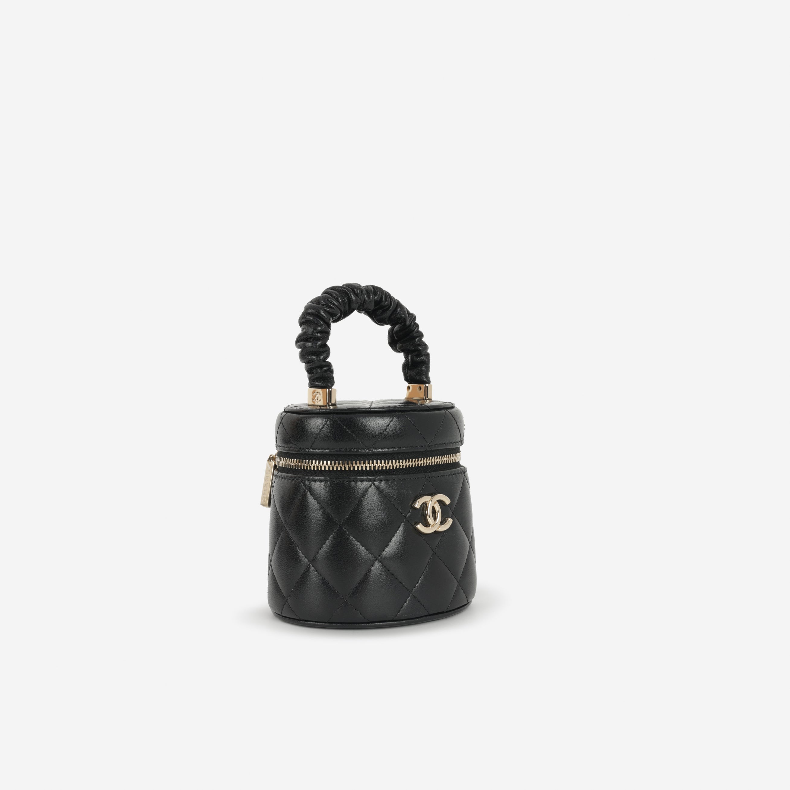 Chanel 22s Mini Top Handle Vanity - Black Lambskin | Champagne Gold Hardware