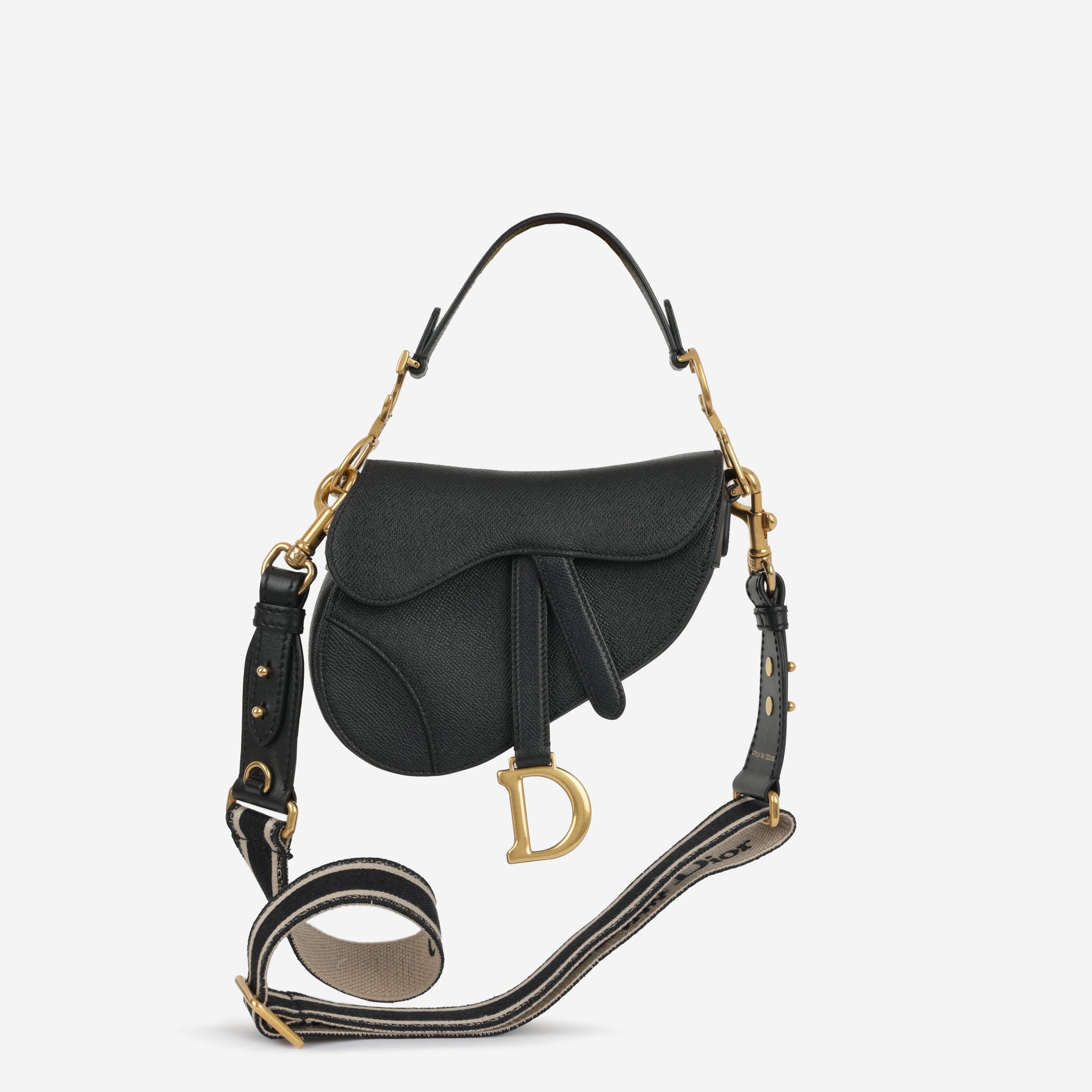 Dior Mini Saddle -  Black Grained Calfskin | Gold Hardware