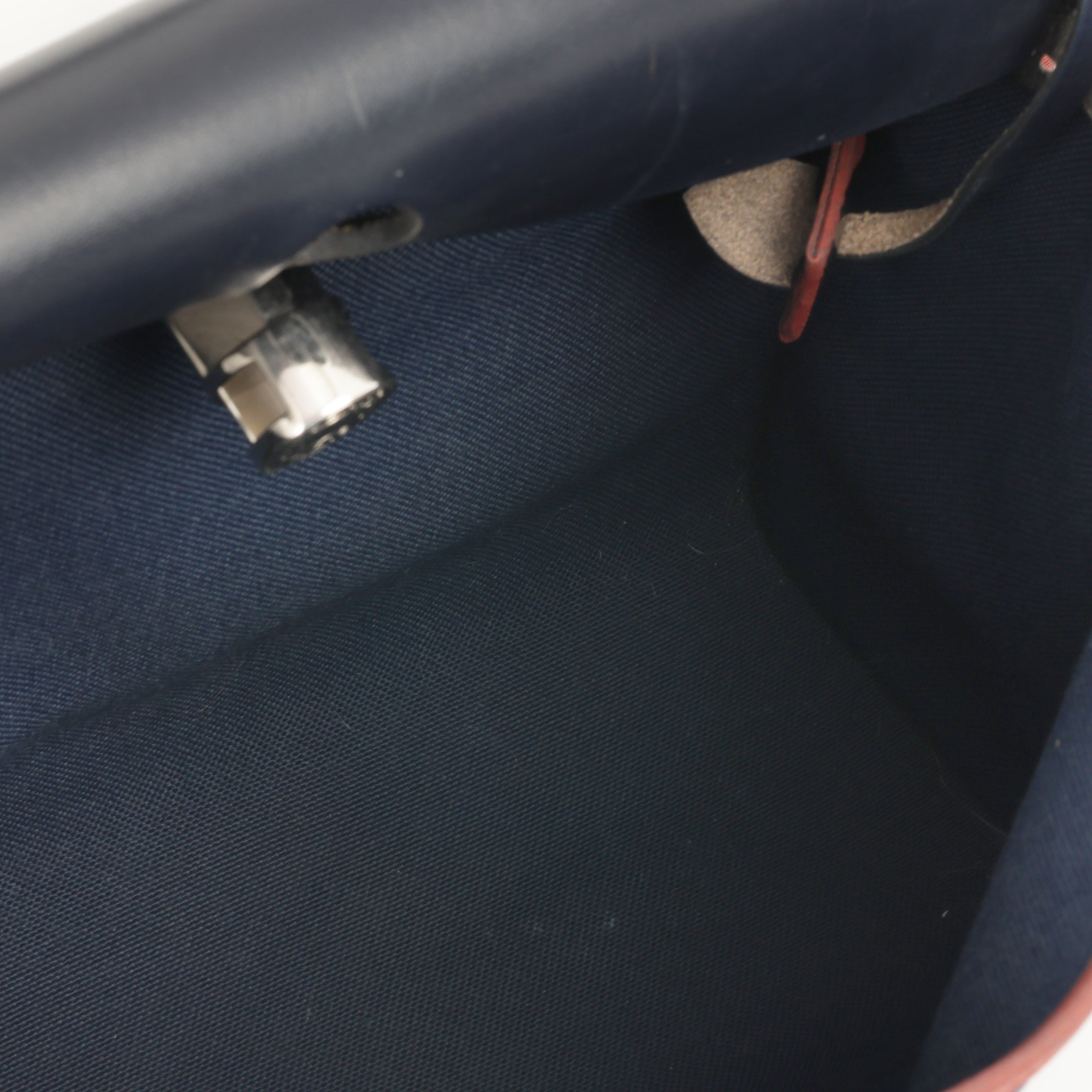 Hermès Herbag 31 - Blue Marine Canvas / Rouge H Trim | Palladium Hardware
