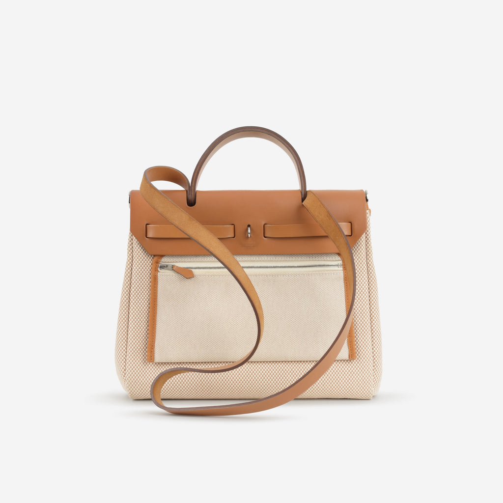 Hermès Herbag 31 - Ecru Viking Criss Toile Canvas / Naturel Sable Hunter | Palladium Hardware