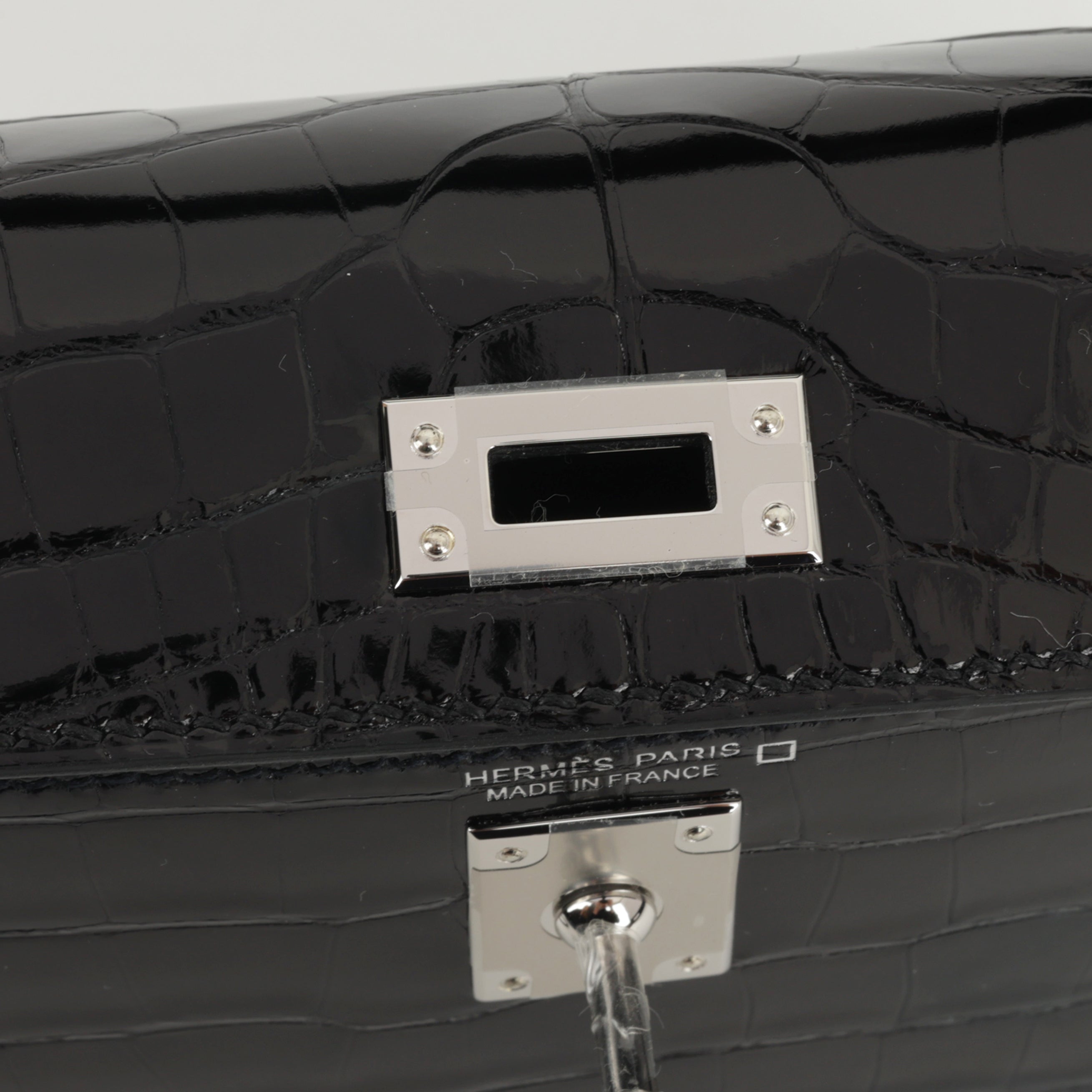 Hermès Mini Kelly - Black Shiny Alligator | Palladium Hardware