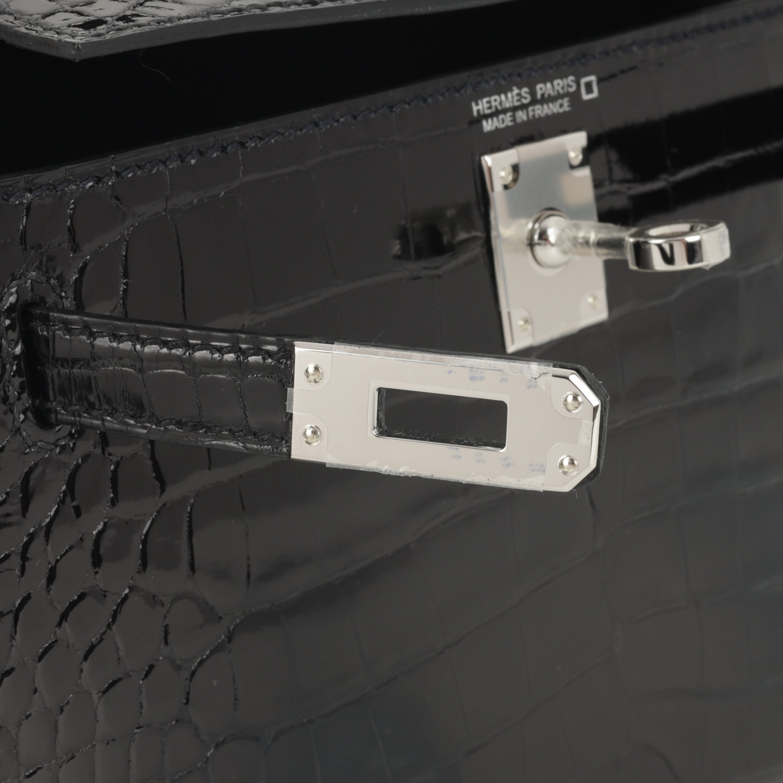 Hermès Mini Kelly - Black Shiny Alligator | Palladium Hardware