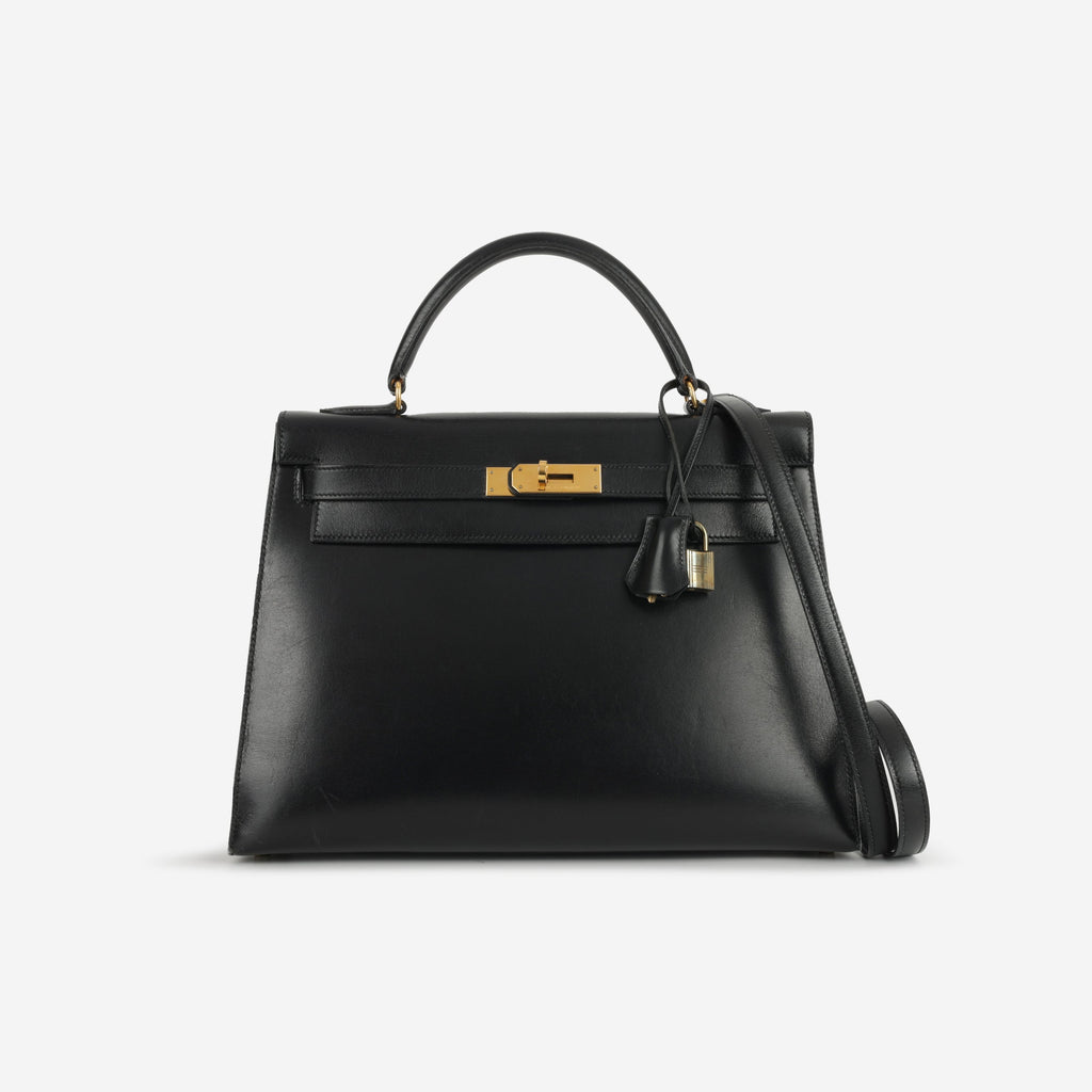 Hermès Vintage Kelly 32 - Black Box Calf | Gold Hardware
