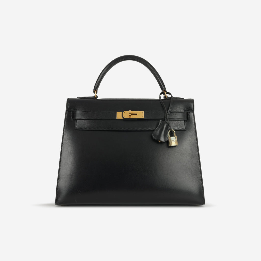 Hermès Vintage Kelly 32 - Black Box Calf | Gold Hardware