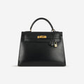 Hermès Vintage Kelly 32 - Black Box Calf | Gold Hardware