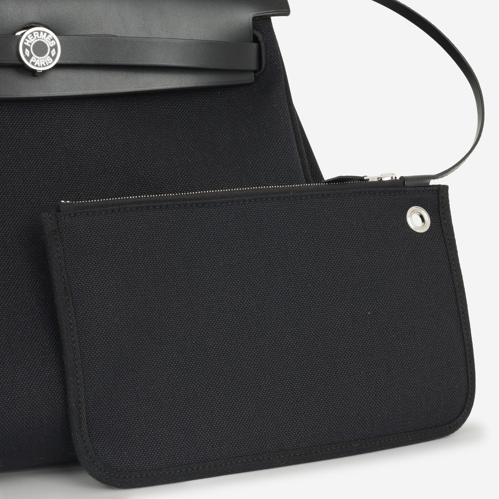 Hermès Herbag 31 - Black Canvas / Hunter | Palladium Hardware
