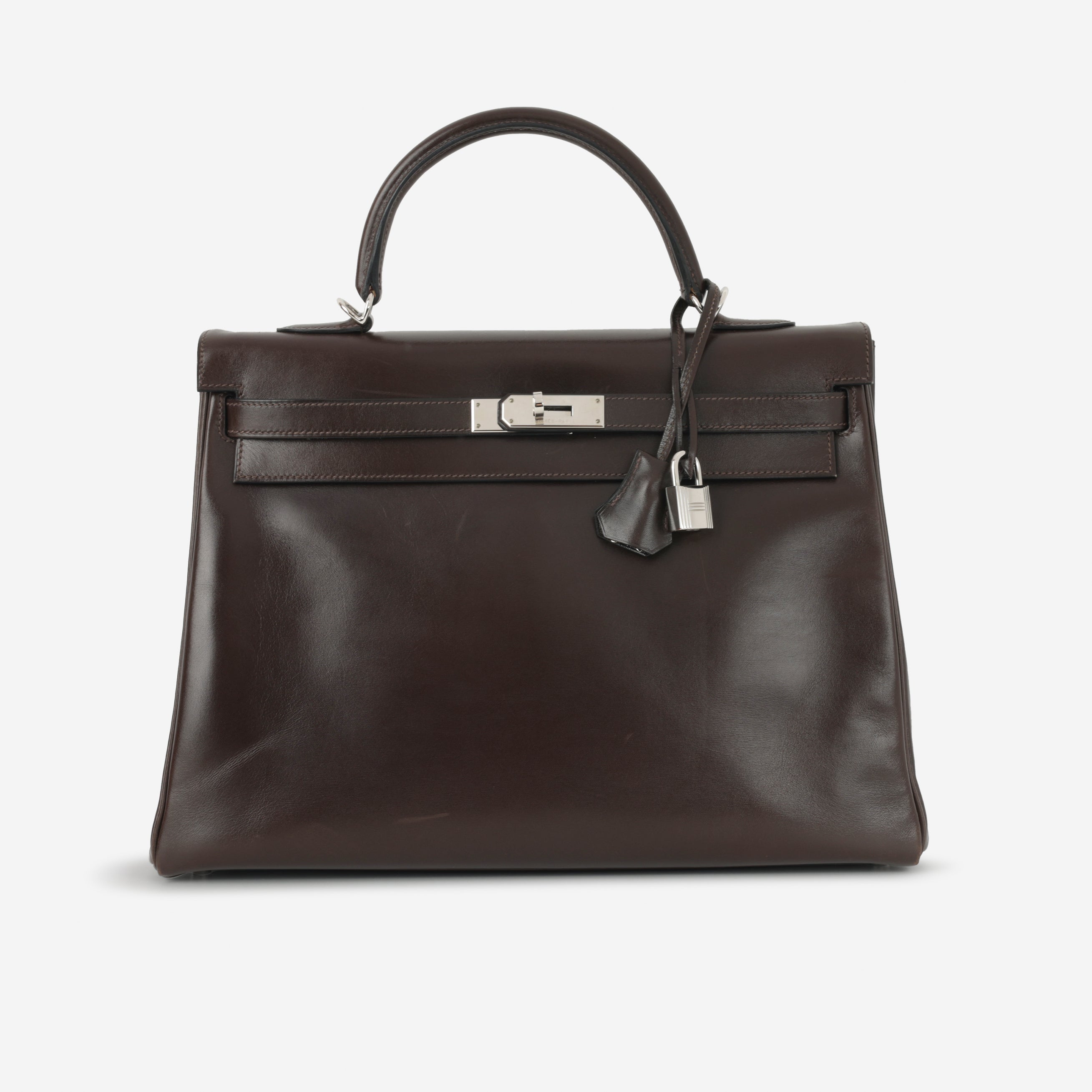 Hermès Kelly 35 - Ebene Box Calf Retourne | Palladium Hardware
