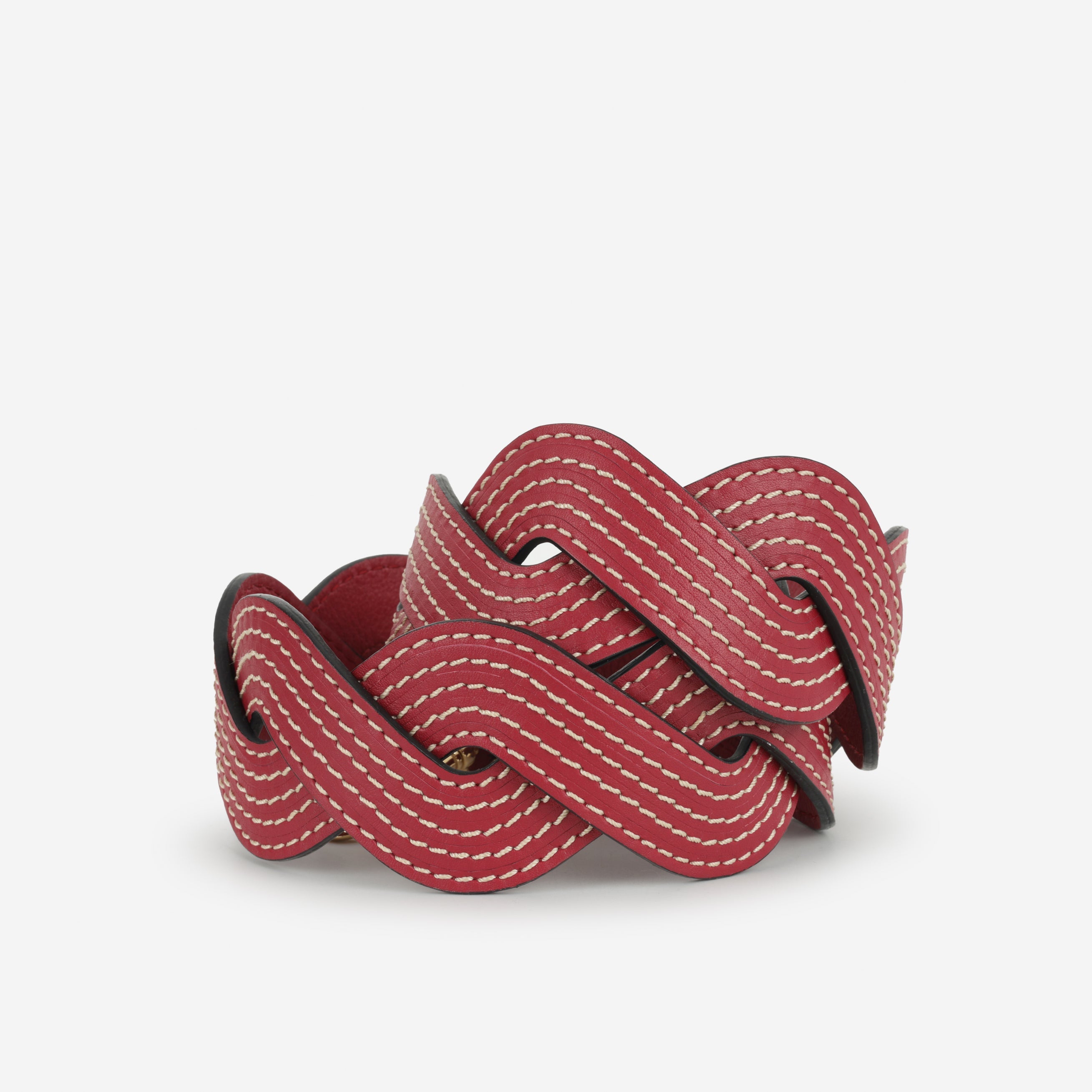 Loewe Wavy Stitch Bag Strap - Burgundy | Gold Hardware
