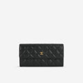 Chanel Long Classic Flap Wallet - Black Caviar | Gold Hardware