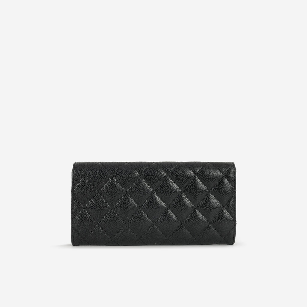 Chanel Long Classic Flap Wallet - Black Caviar | Gold Hardware