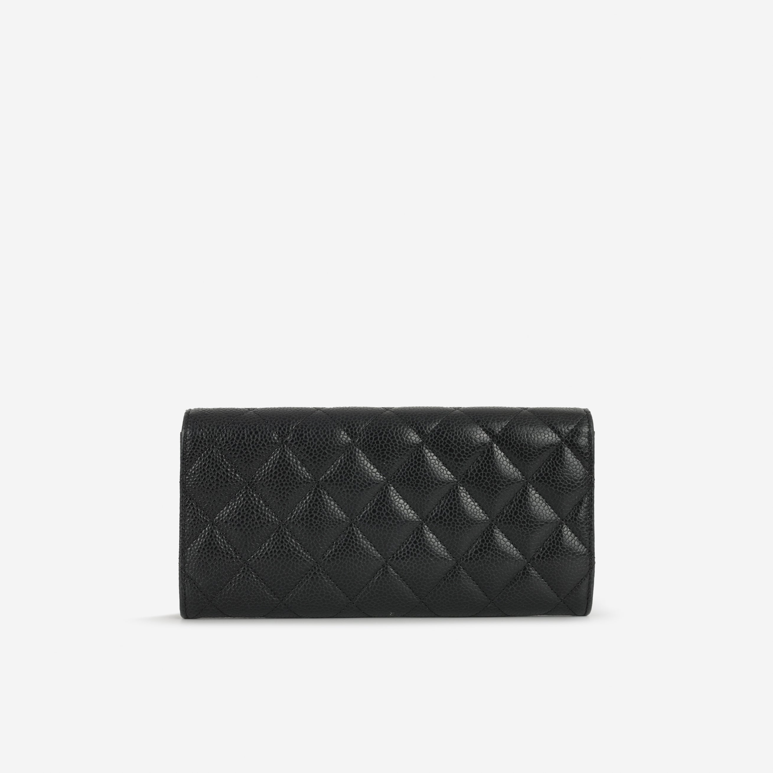Chanel Long Classic Flap Wallet - Black Caviar | Gold Hardware
