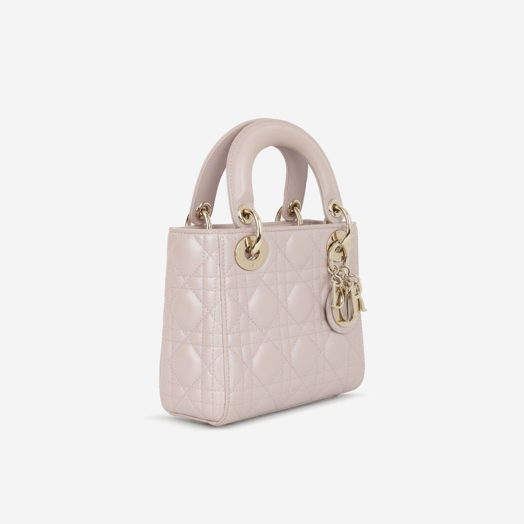 Dior Mini Lady Dior - Pearlescent Pink Lambskin | Champagne Gold Hardware