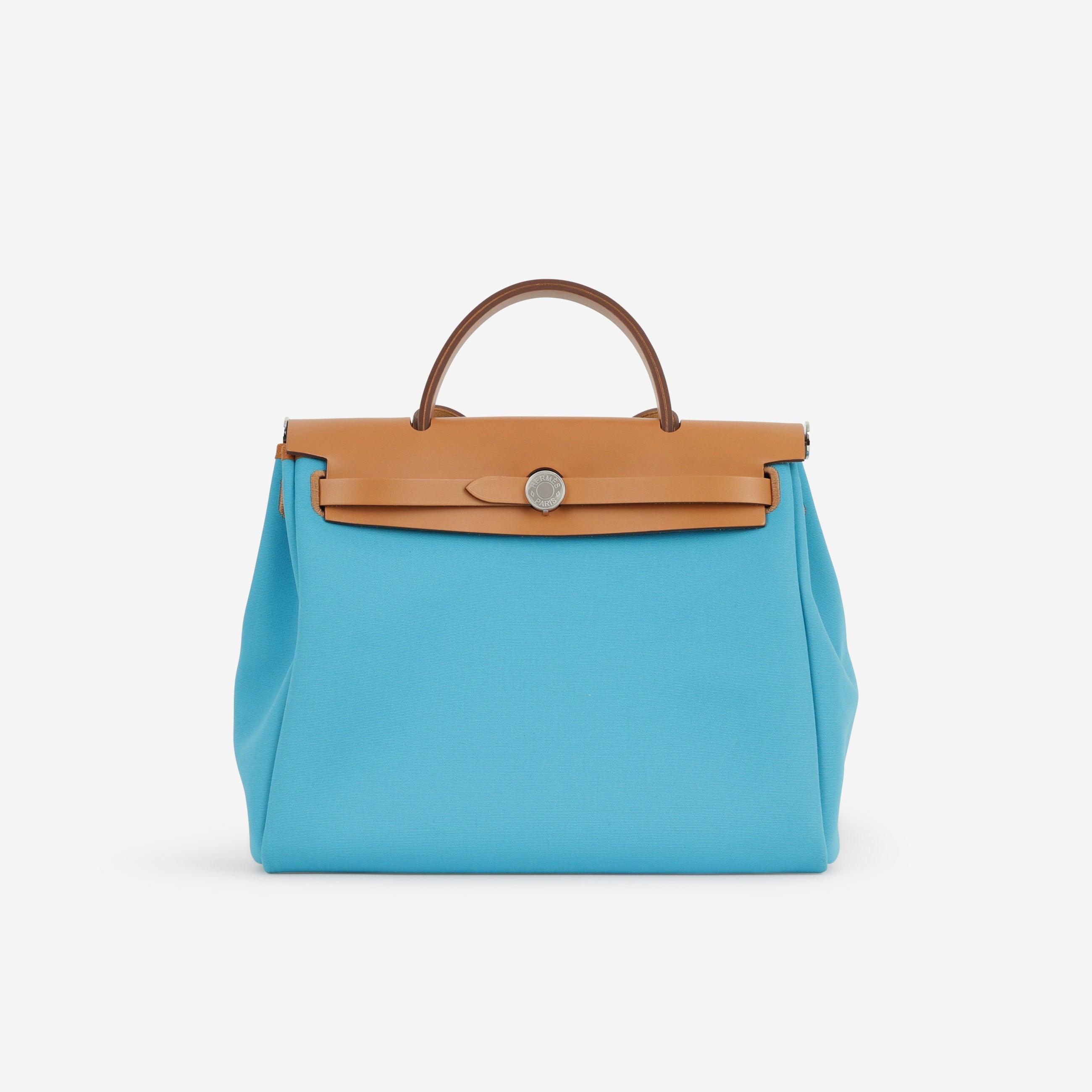 Hermès Herbag 31 - Bleu Aztec / Menthe / Fauve | Palladium Hardware
