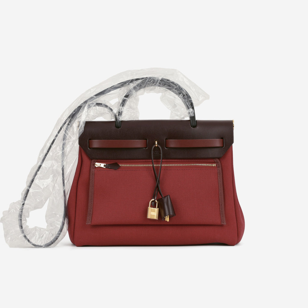 Hermès Herbag 31 - Rouge Grenat Canvas / Rouge Sellier / Rouge H Hunter | Gold Hardware