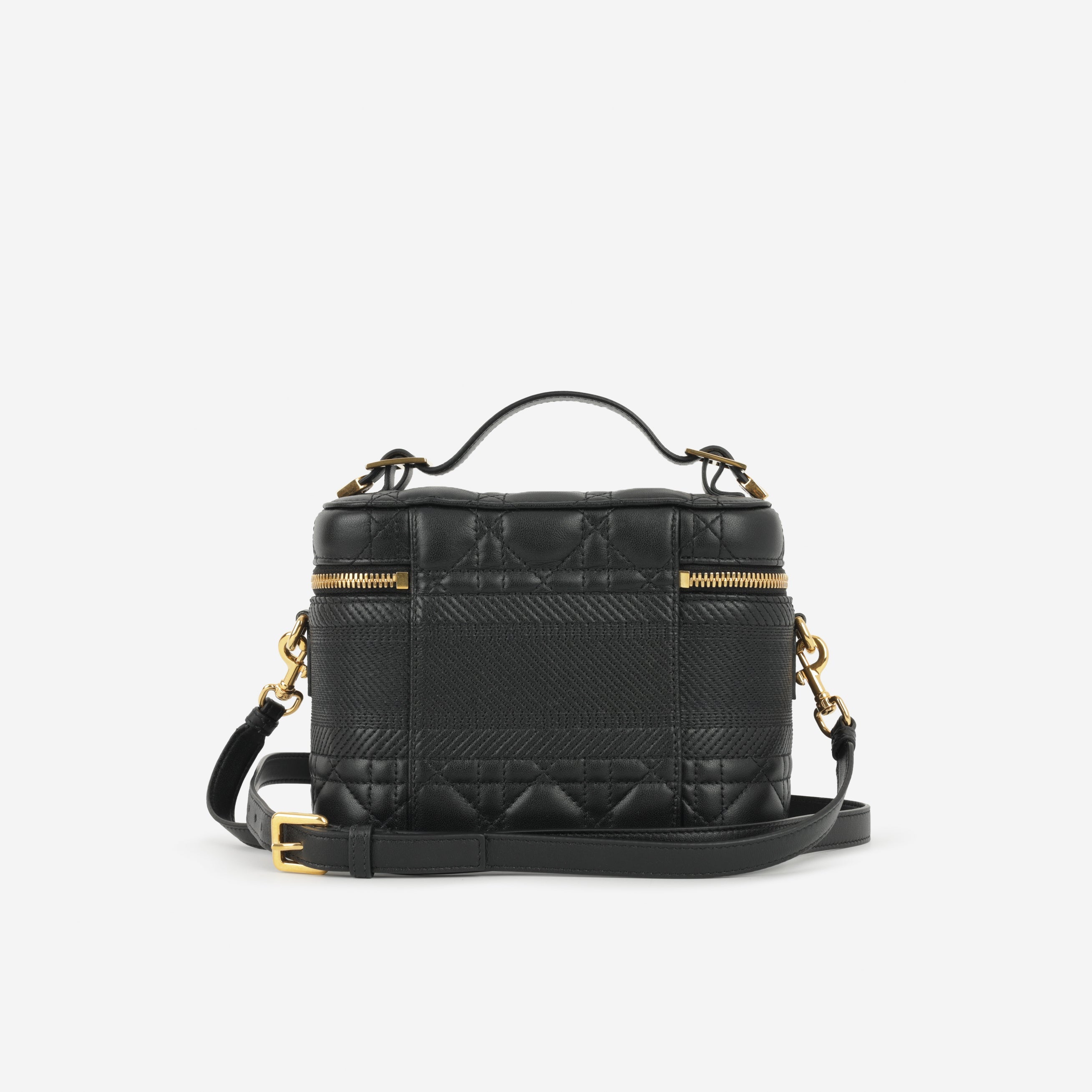 Small DiorTravel Vanity Case with Strap - Black Lambskin / Embroidery | Gold Hardware