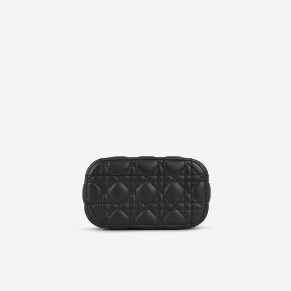 Small DiorTravel Vanity Case with Strap - Black Lambskin / Embroidery | Gold Hardware