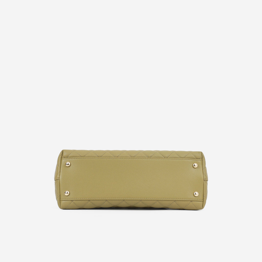 Chanel Medium Coco Handle - Olive Green Caviar | Champagne Gold Hardware