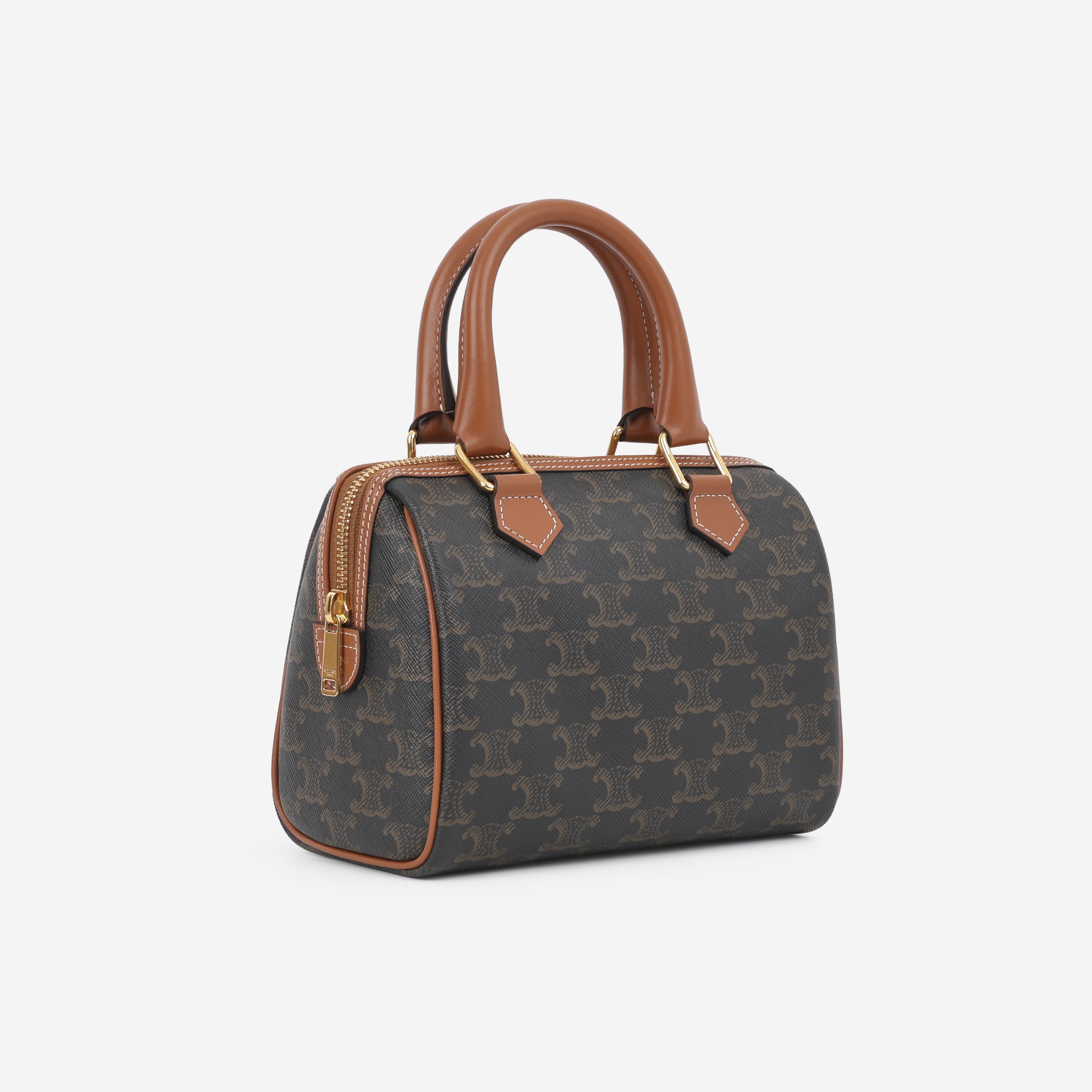 Celine Small Boston Bag - Triomphe Canvas | Gold Hardware