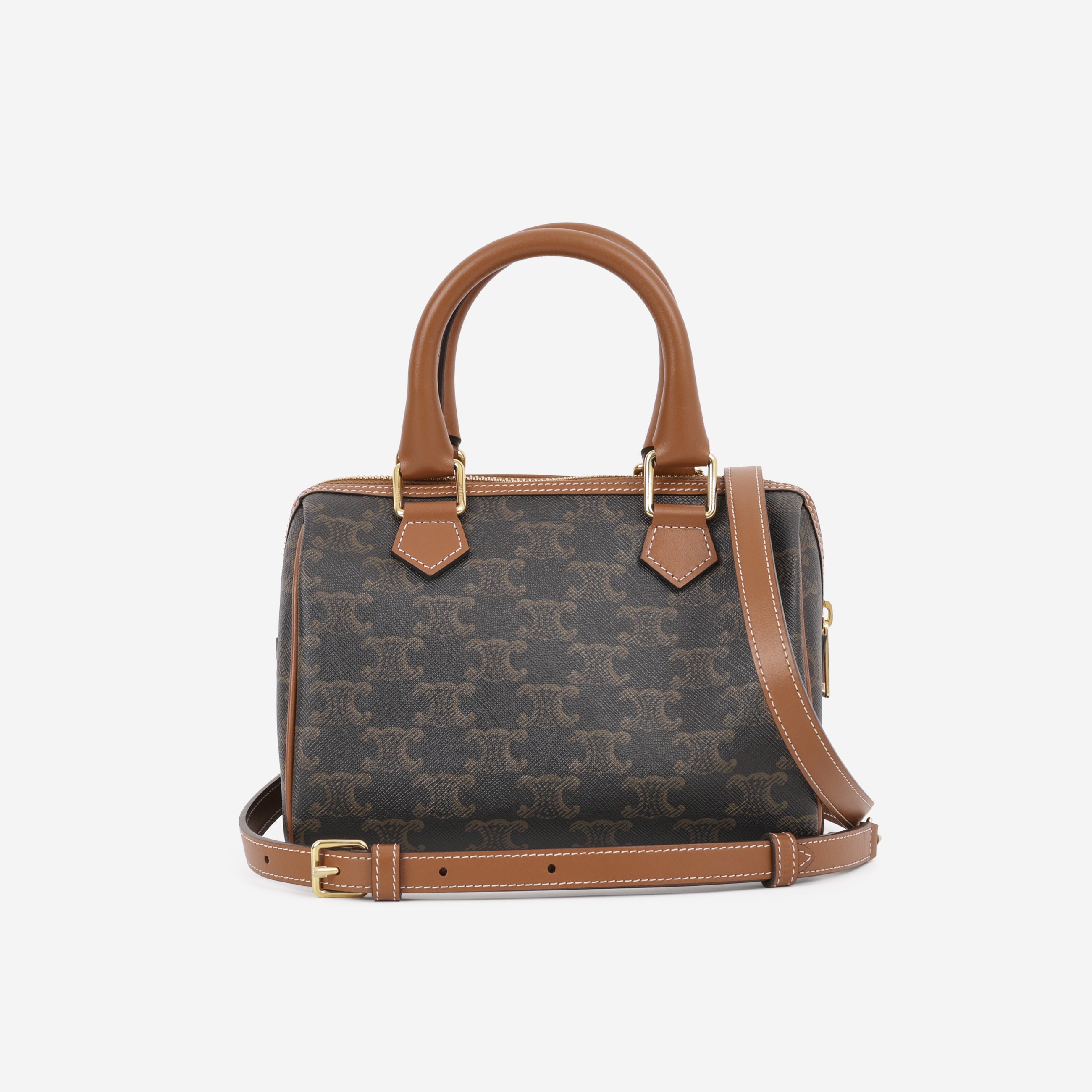 Celine Small Boston Bag - Triomphe Canvas | Gold Hardware