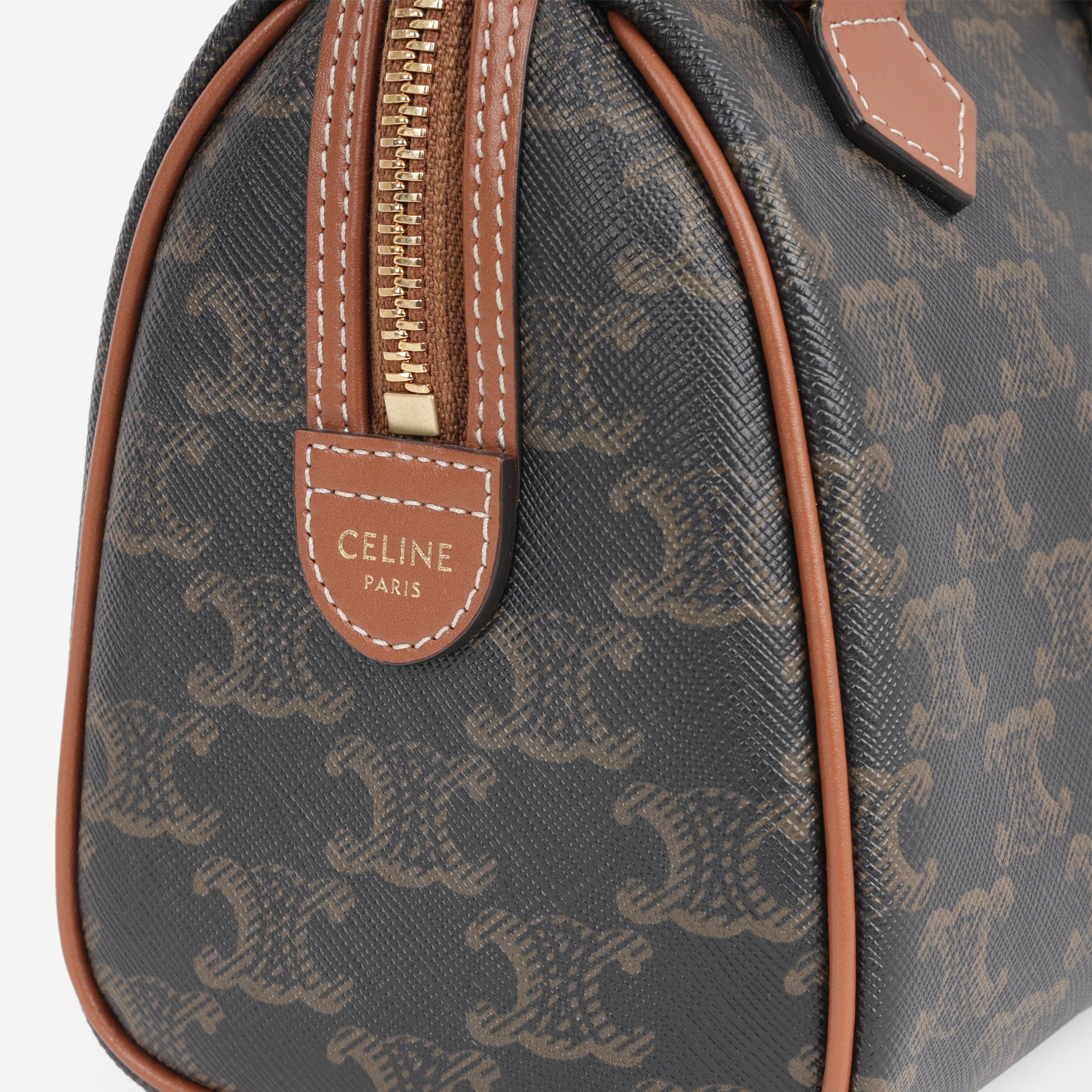 Celine Small Boston Bag - Triomphe Canvas | Gold Hardware