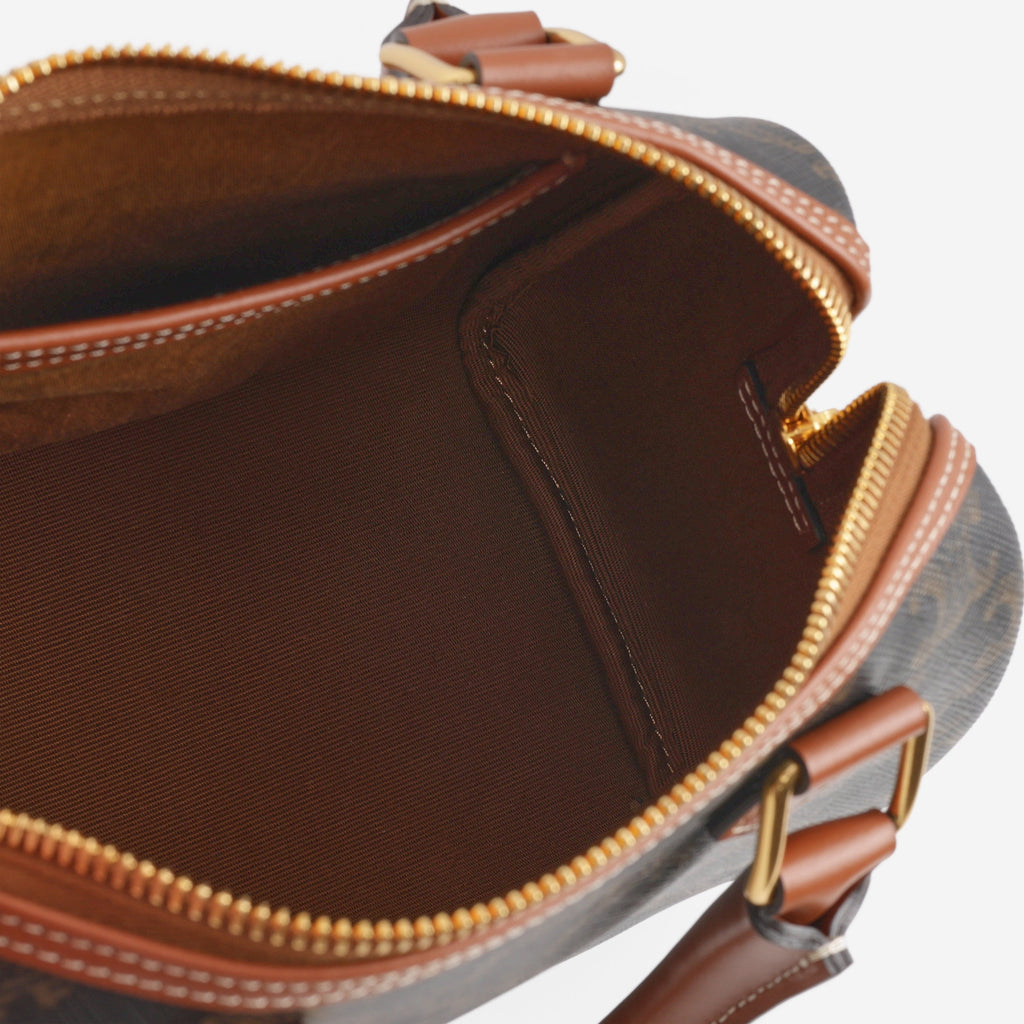 Celine Small Boston Bag - Triomphe Canvas | Gold Hardware