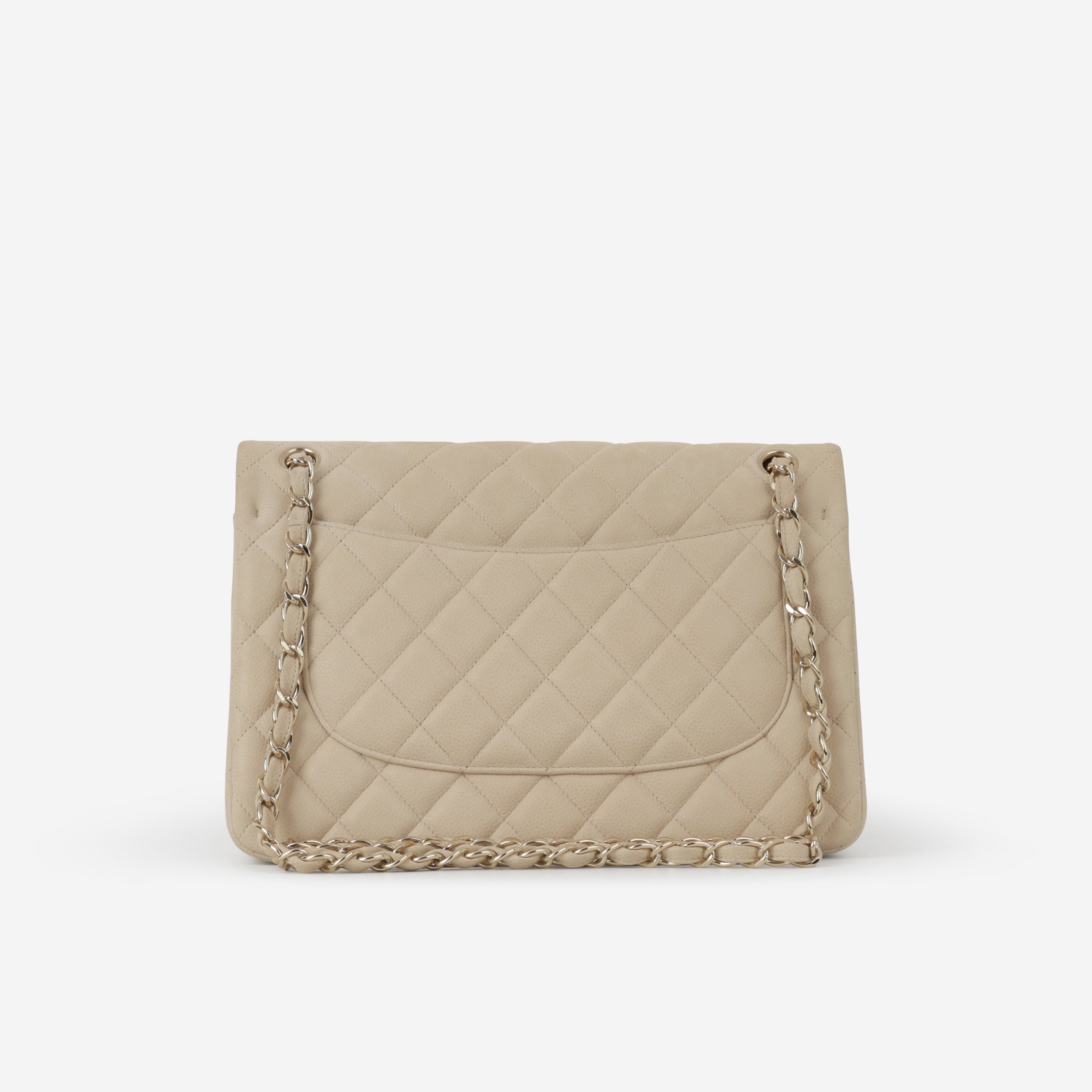Chanel Classic Jumbo Double Flap - Beige Matte Caviar | Champagne Gold Hardware