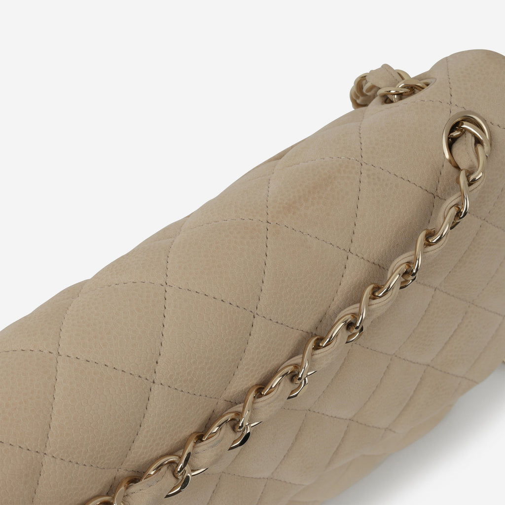 Chanel Classic Jumbo Double Flap - Beige Matte Caviar | Champagne Gold Hardware