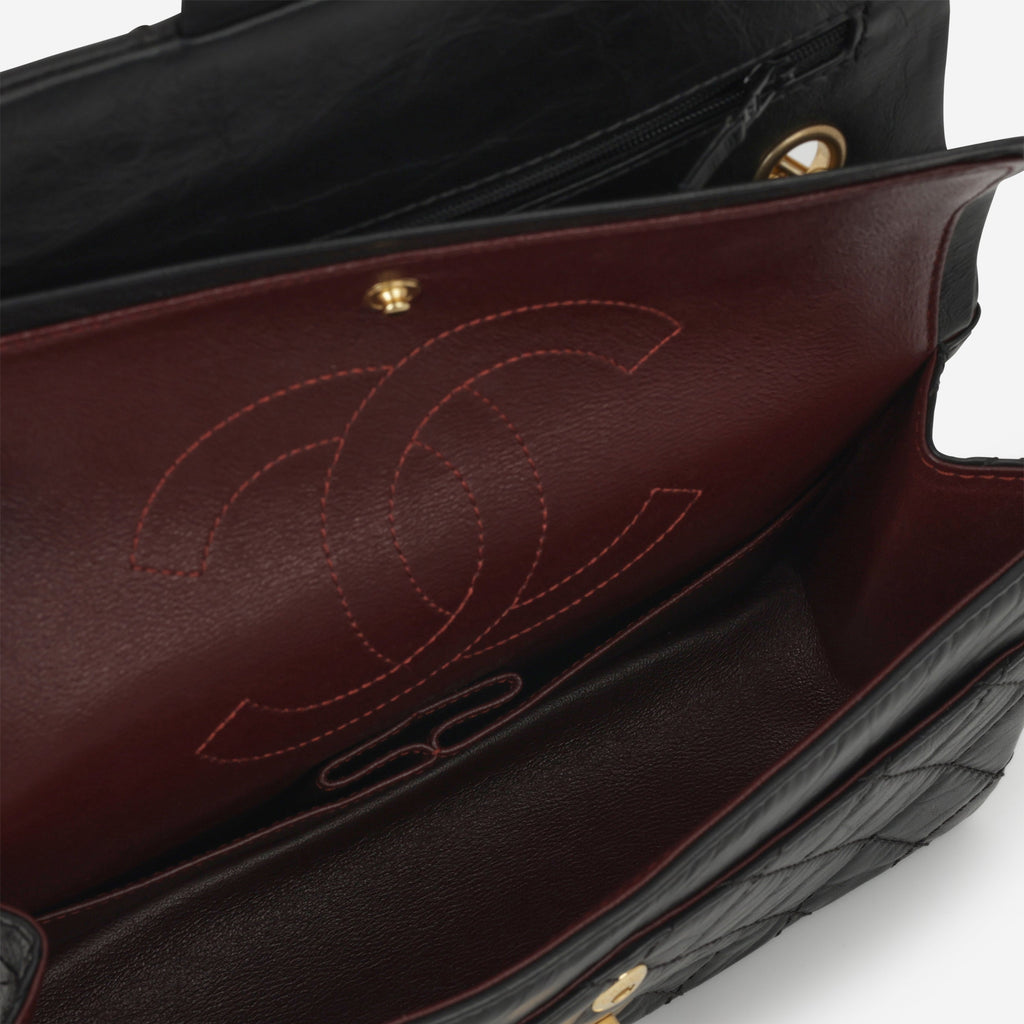 Chanel 2.55 Reissue 225 - Black Crumpled Calfskin | Gold Hardware