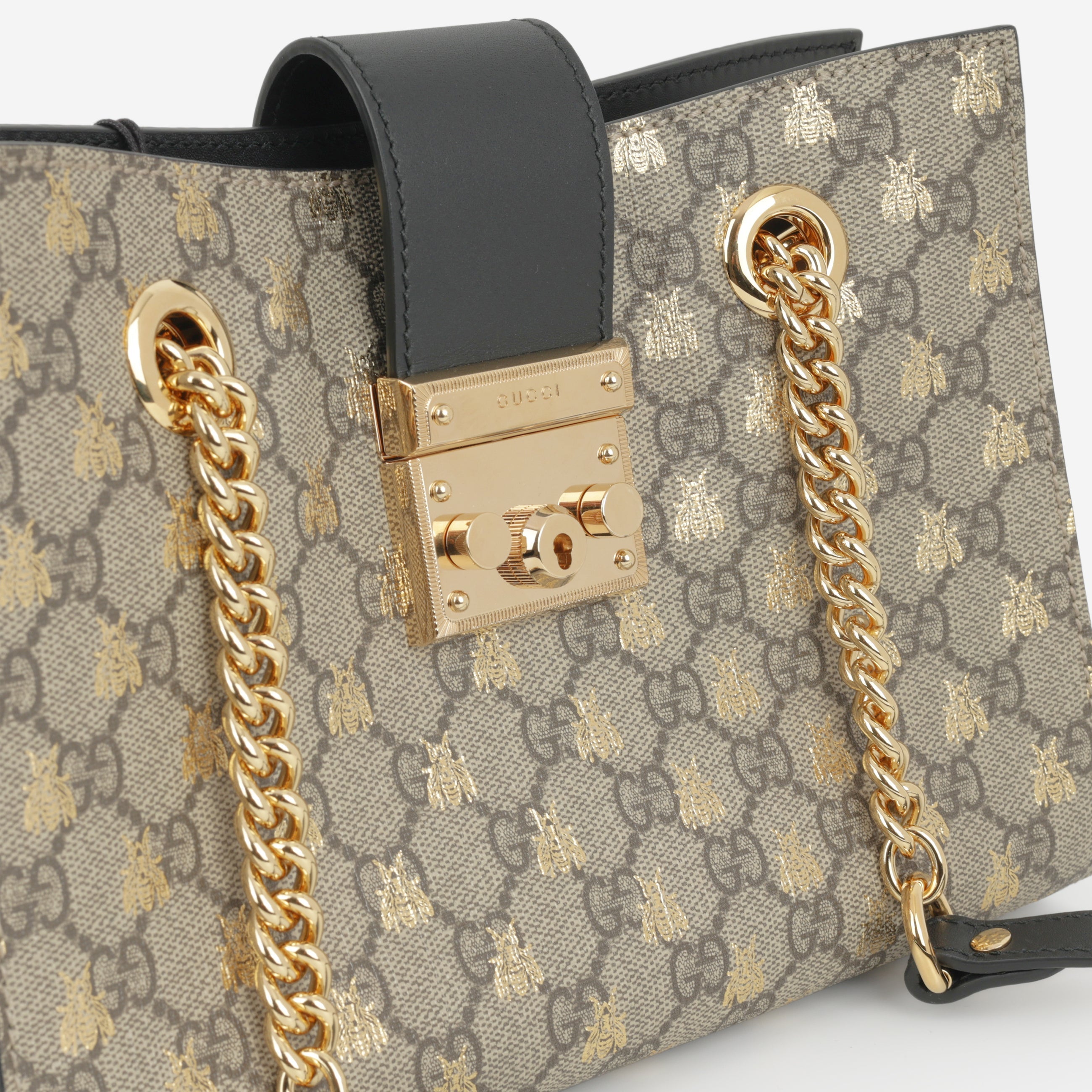 Gucci Padlock GG Supreme Bee Shoulder Bag - GG Supreme Canvas | Gold Hardware