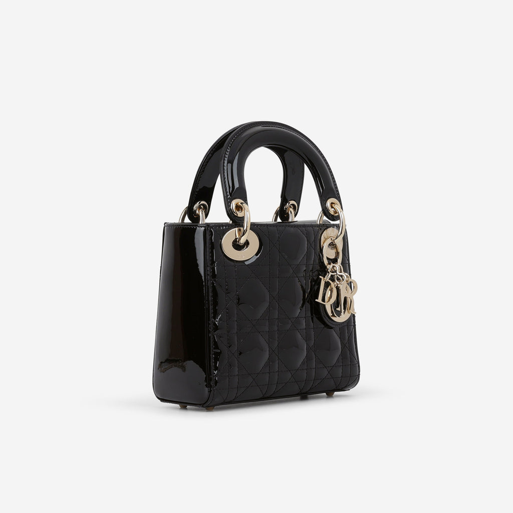 Dior Mini Lady Dior - Black Patent | Champagne Gold Hardware