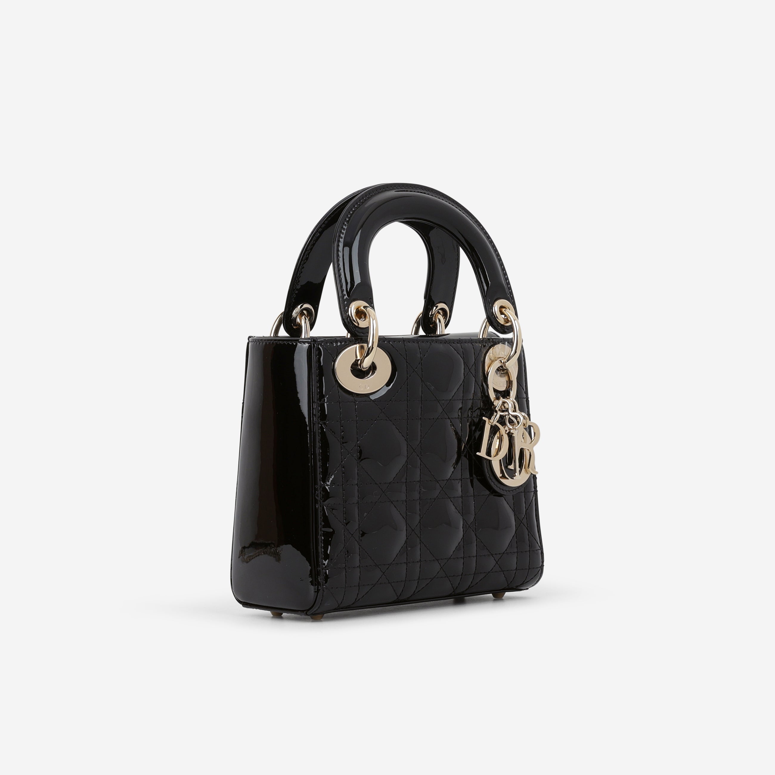 Dior Mini Lady Dior - Black Patent | Champagne Gold Hardware