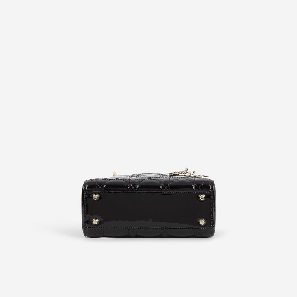Dior Mini Lady Dior - Black Patent | Champagne Gold Hardware