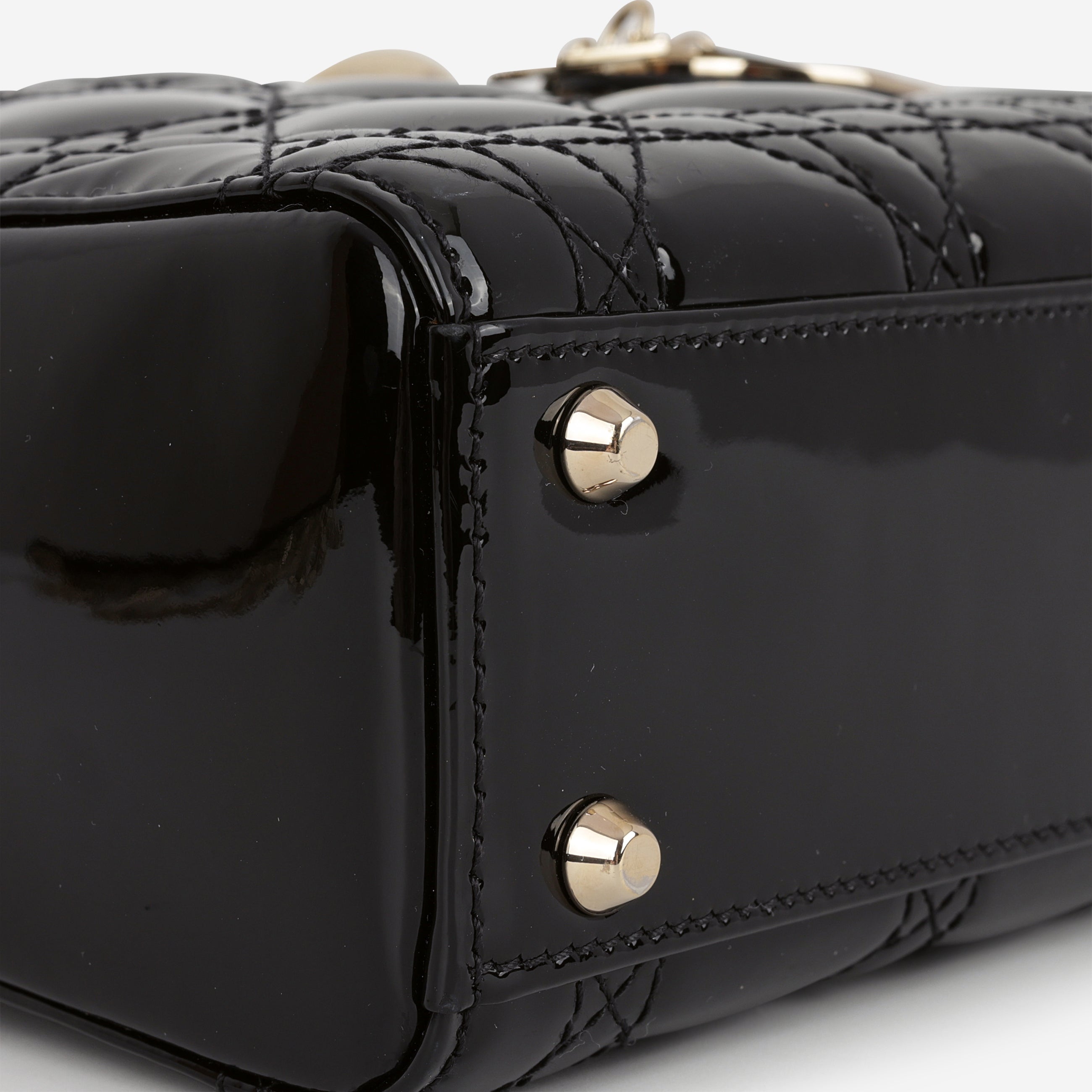 Dior Mini Lady Dior - Black Patent | Champagne Gold Hardware