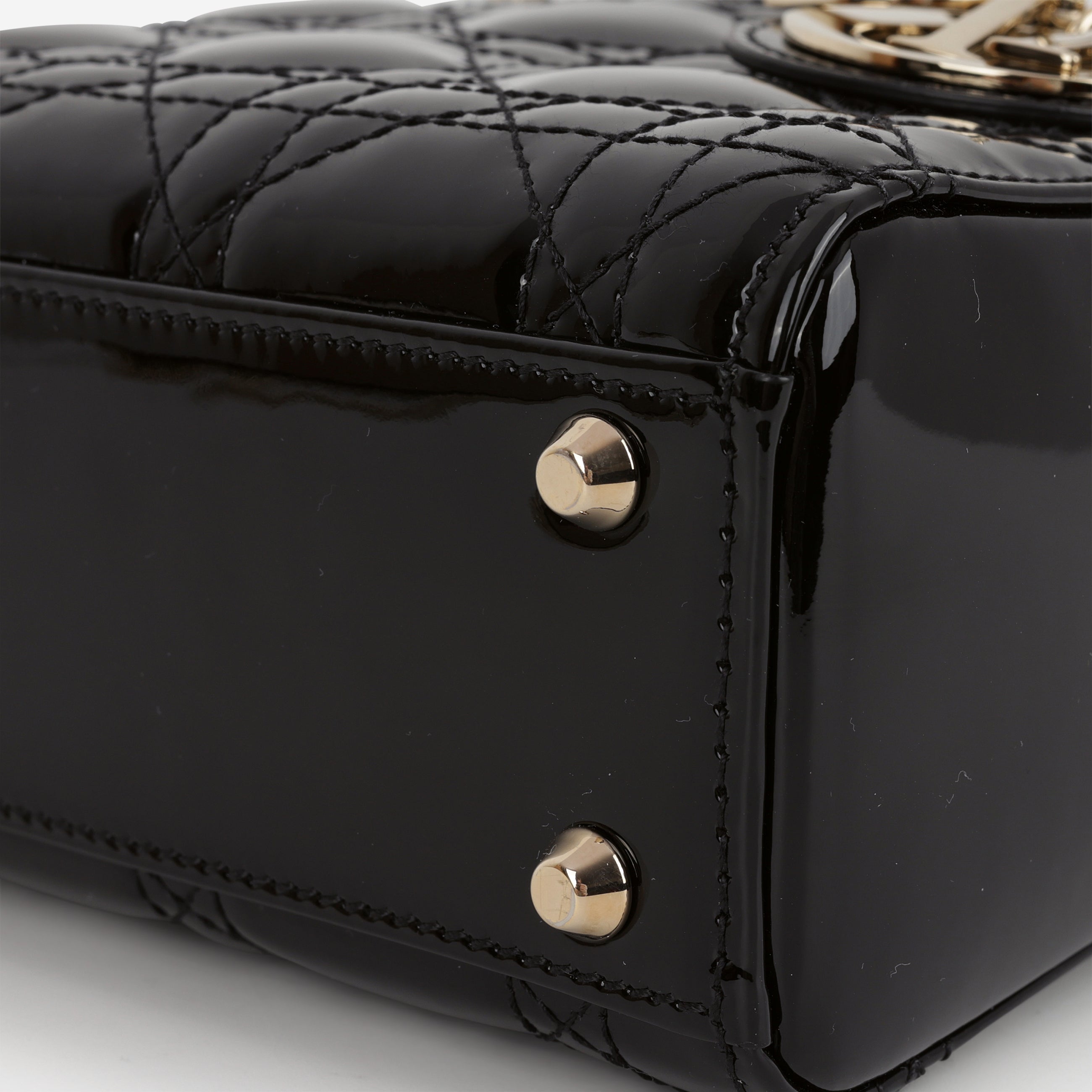 Dior Mini Lady Dior - Black Patent | Champagne Gold Hardware