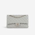 Chanel Medium Classic Flap - Light Grey Lambskin | Champagne Gold Hardware