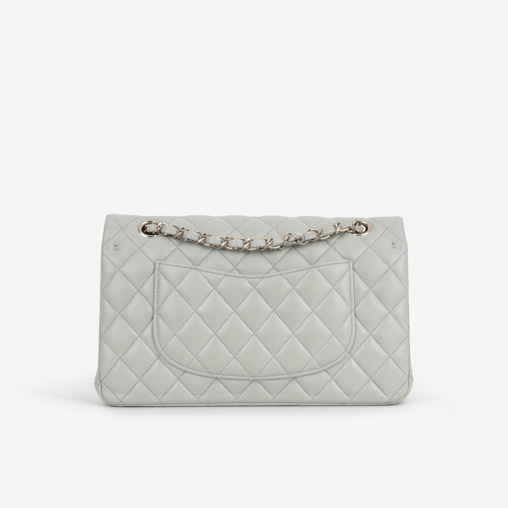 Chanel Medium Classic Flap - Light Grey Lambskin | Champagne Gold Hardware
