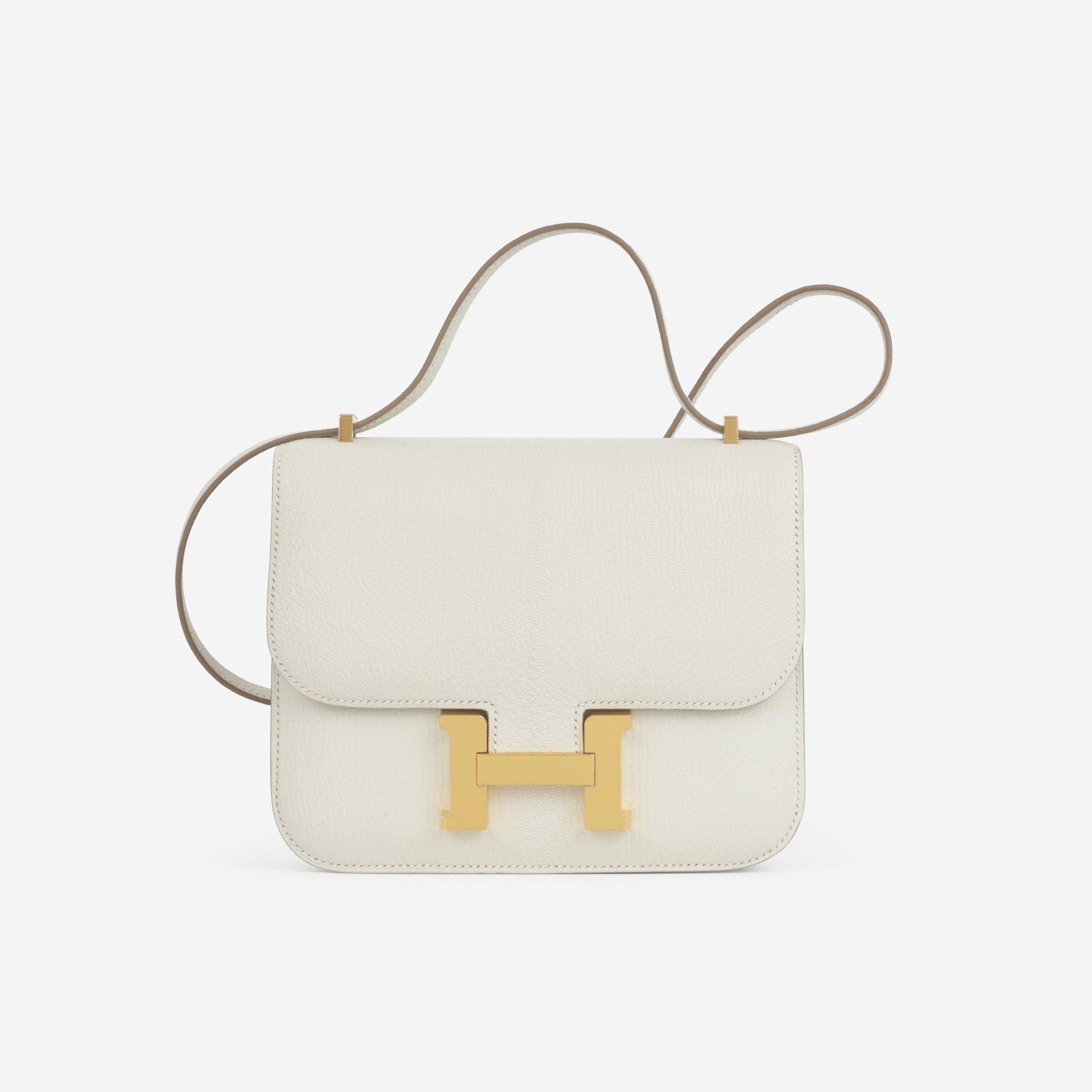Hermès Verso Constance 18 - Mushroom Chevre Mysore / Biscuit Interior | Gold Hardware