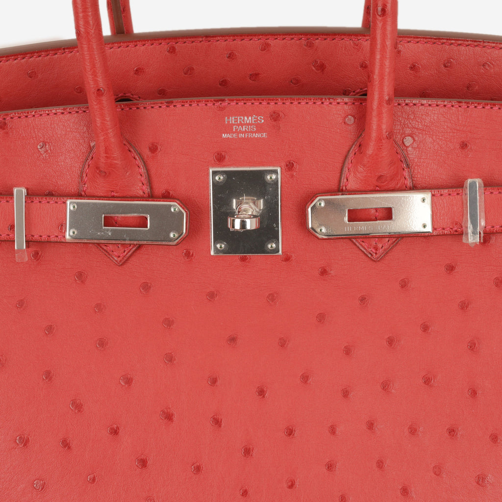 Hermès Birkin 30 - Rouge Vif Ostrich | Palladium Hardware
