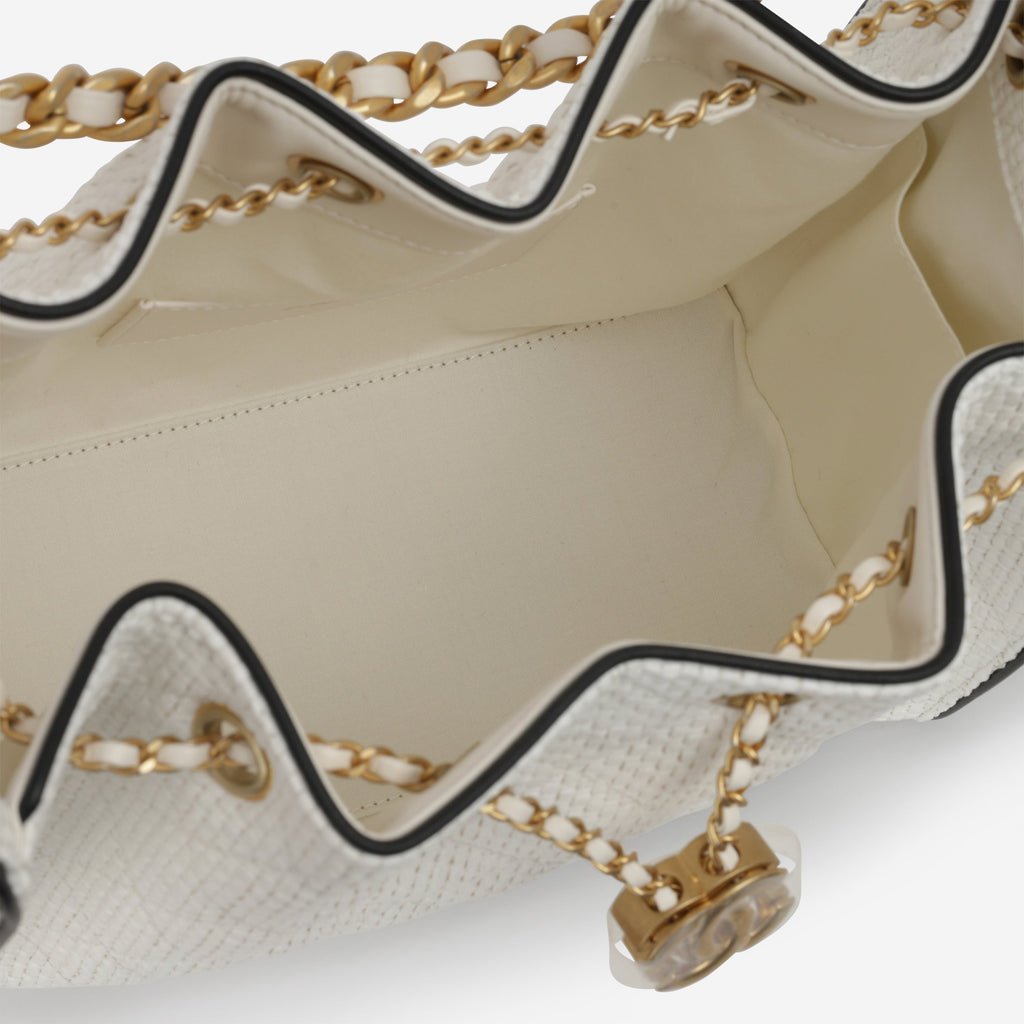 Chanel Small 25 Hobo - White Braided Raffia | Gold Hardware