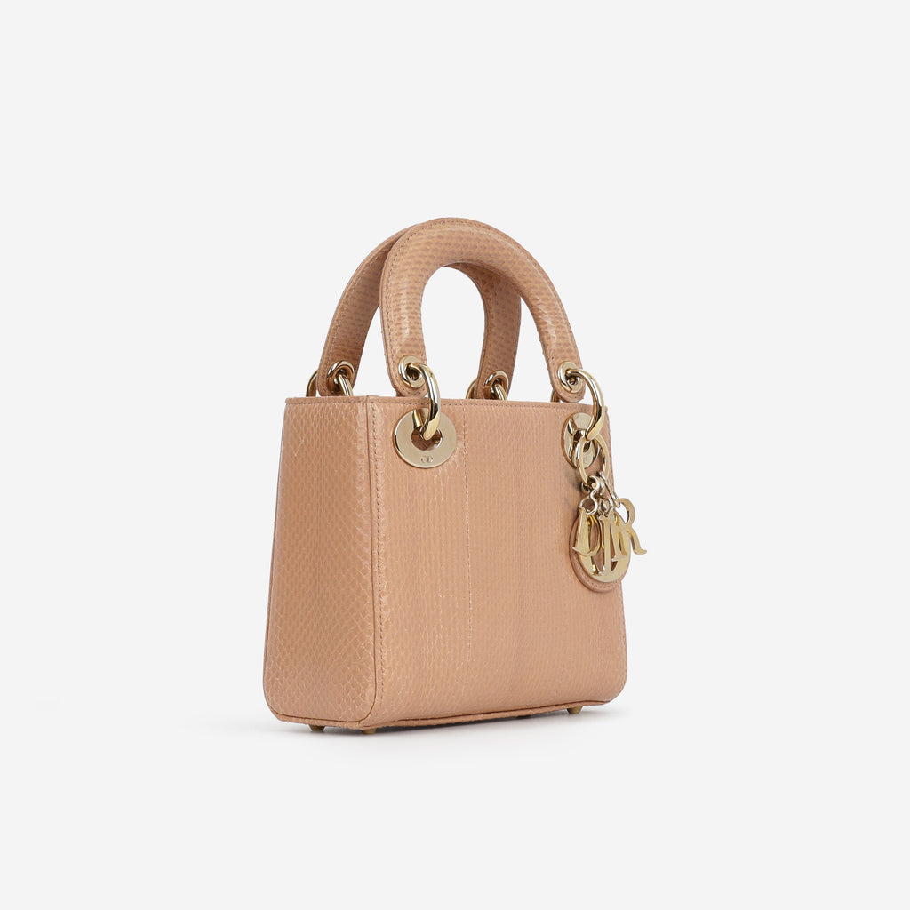 Dior Mini Lady Dior - Nude Snakeskin | Champagne Gold Hardware